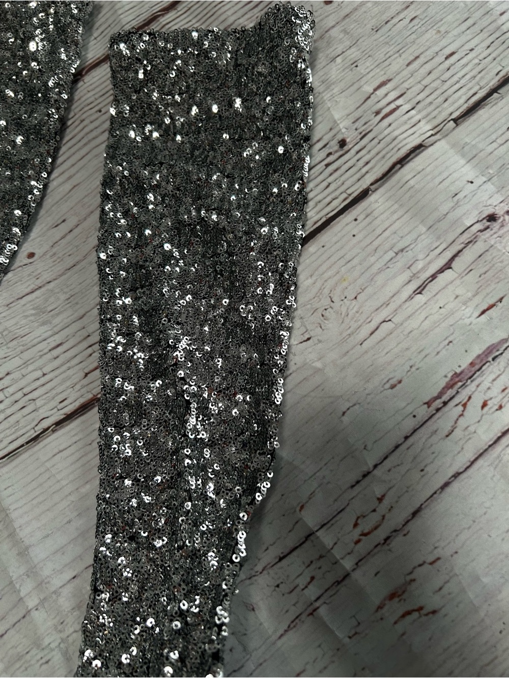 Dolce & Gabbana Silver Sequin Knee-High Block Heel Sock Boots Sz 37 - Picture 2 of 16